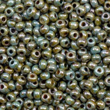 Rocailles Tchèques (4 mm) Chalk White Blue Luster (15 grammes)