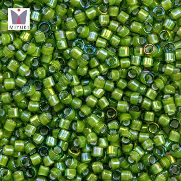 Perles Miyuki Delica (11/0) White Lined Light Green AB (2.8 grammes)