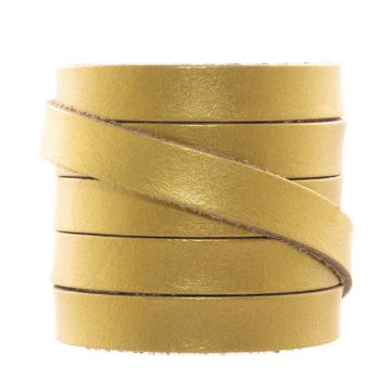 Lacet Cuir Plat (10 x 1.5 mm) Metallic Gold (1 mètre)