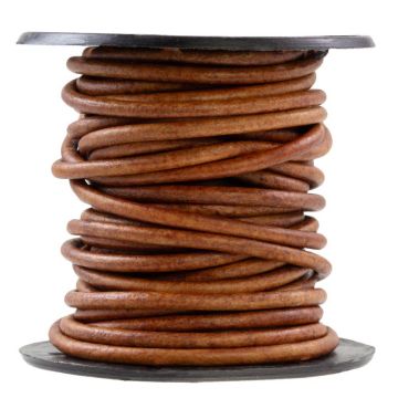 Cordon Cuir Rond (1 mm) Natural Dye Brown (10 mètres)