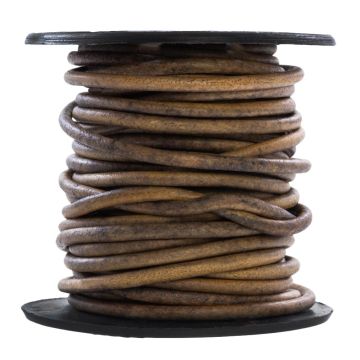 Cordon Cuir Rond (2 mm) Natural Dye Dark Brown (5 mètres)