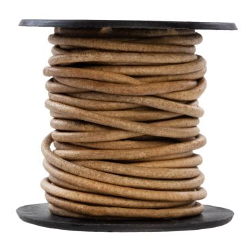 Cordon Cuir Rond (1 mm) Natural Dye Light Brown (10 mètres)