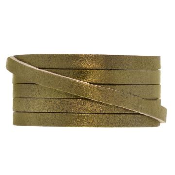 Lacet Cuir Plat (5 x 2 mm) Metallic Khaki Green (1 mètre)