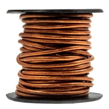 Cordon Cuir Rond (1 mm) Metallic Copper (10 mètres)