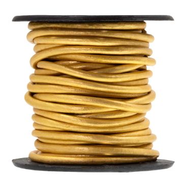 Cordon Cuir Rond (1 mm) Metallic Gold (10 mètres)