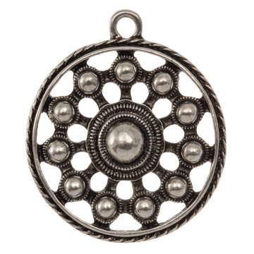 Pendentif Bouton Zélandais (36 x 31 x 6 mm) Argent Antique (1 pièce)