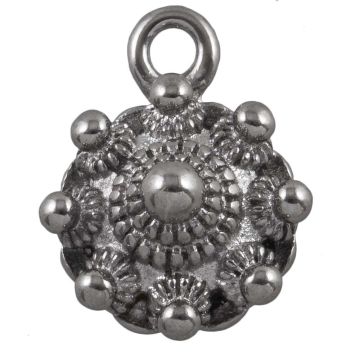 Breloque Acier Inoxydable Bouton Zélandais (17.5  x 13 x 8 mm) Argent Antique (1 pièce)