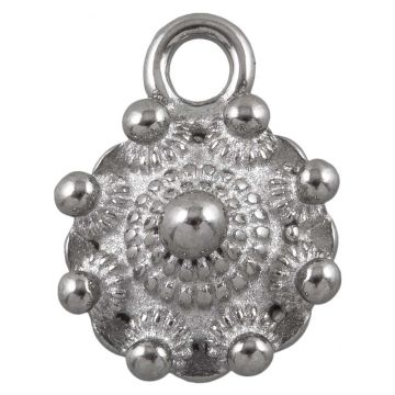 Breloque Acier Inoxydable Bouton Zélandais (17 x 12.5 x 8.5 mm) Argent Antique (1 pièce)