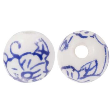 Perles en Céramique Delft Bleu (10 mm) White-Blue (4 pièces)