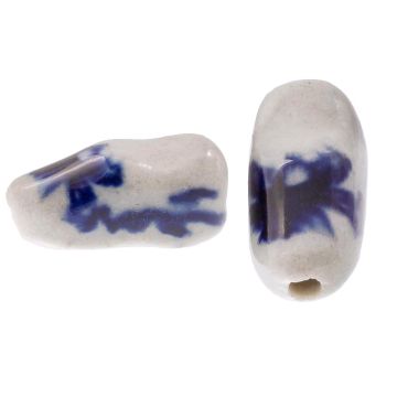 Perles en Céramique Delft Bleu Sabot (18 x 9 x 10 mm) White-Blue (4 pièces)
