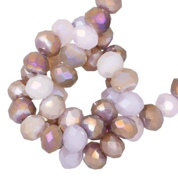Perles Facettes Rondelles (3 x 2.5 mm) Galvanized Lavender Blush AB (185 pièces)
