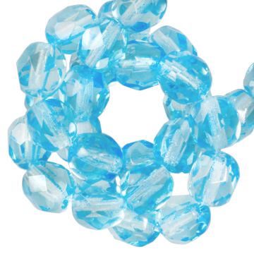 Perles Facettes Polies au Feu Tchèques (6 mm) Aqua (25 pièces)