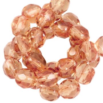 Perles Facettes Polies au Feu Tchèques (6 mm) Summer Peach (25 pièces)