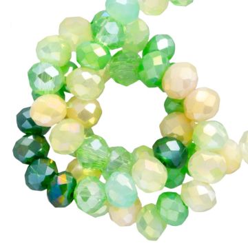 Perles Facettes Rondelles (3 x 2.5 mm) Galvanized Kelly Green AB (185 pièces)