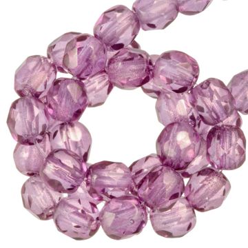 Perles Facettes Polies au Feu Tchèques (4 mm) Crystal Lila Luster (50 pièces)