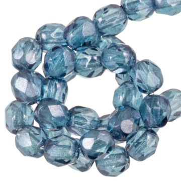 Perles Facettes Polies au Feu Tchèques (6 mm) Crystal Baby Blue Luster (25  pièces)