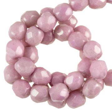 Perles Facettes Polies au Feu Tchèques (6 mm) Chalk White Lila Luster (24 pièces)