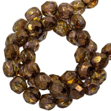 Perles Facettes Polies au Feu Tchèques (4 mm) Crystal Brown-Violet Senegal (50 pièces)