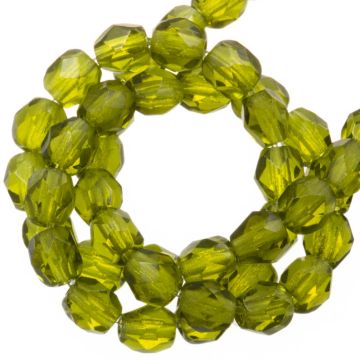 Perles Facettes Polies au Feu Tchèques (4 mm) Olivine (50 pièces)