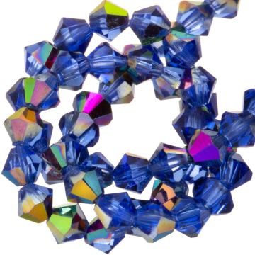 Perles Facettes Bicone Tchèques (4 mm) Sapphire Vitrail (30 pièces)