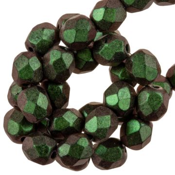Perles Facettes Polies au Feu Tchèques (8 mm) Olive Mauve (25 pièces)