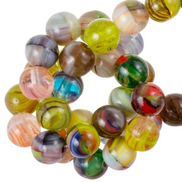 DQ Perles en verre Marble (4 mm) Multicolor (48 pièces)