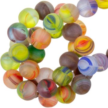 DQ Perles en Verre Marble Mat (4 mm) Multicolor (48 pièces)