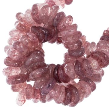 Perles Chips Quartz Fraise (11 - 17 x 9 - 11 x 2 - 4 mm) 100 pièces