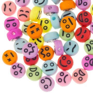 Perles Acryliques Smiley (7 x 3.5 mm) Silver-Black (50 pièces)