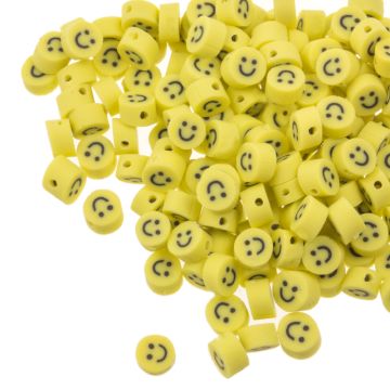 Perles en Polymère Smiley (5 x 3 mm) Yellow (50 pièces)