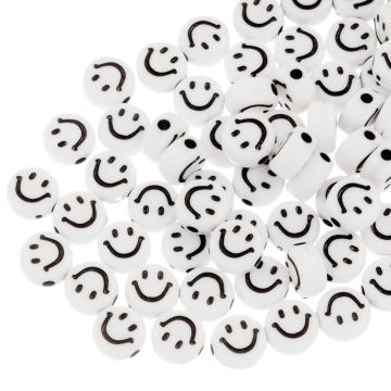 Perles Acryliques Smiley (7 x 3.5 mm) Silver-Black (50 pièces)