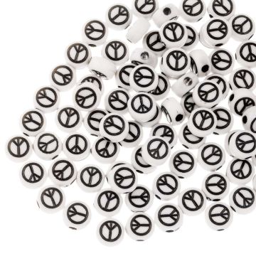 Perles Acryliques Smiley (7 x 3.5 mm) Silver-Black (50 pièces)