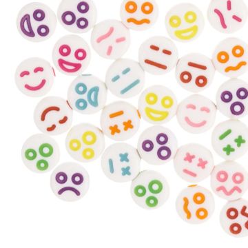 Perles Acryliques Smiley (7 x 3.5 mm) Silver-Black (50 pièces)
