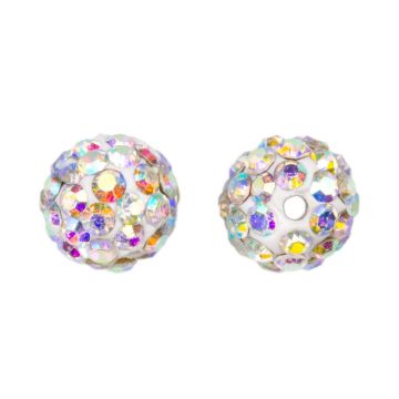 Perles Shamballa (6 mm) Crystal AB (5 pièces)
