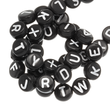 Mélange de Perles Lettres Alphabet Acryliques (7 x 4 mm) Black-White (200 pièces)