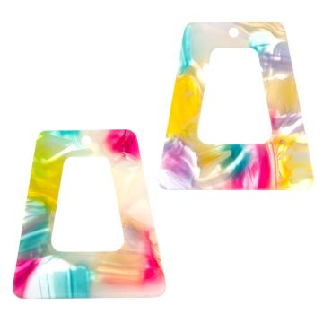 Pendentif en Résine Trapèze (29.5 x 27 x 2.5 mm) Pop Art (2 pièces)