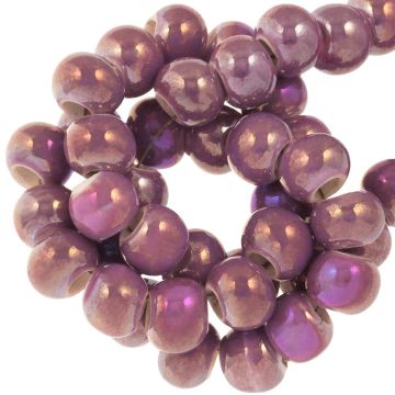 Perles en Céramique Aspect Nacre (7 x 5 mm) Orchid (25 pièces)