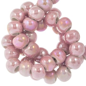 Perles en Céramique Aspect Nacre (7 x 5 mm) Pink (25 pièces)