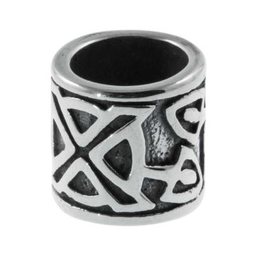 Perles Acier Inoxydable Grand Trou (11 x 11 mm) Argent Antique (1 pièce)