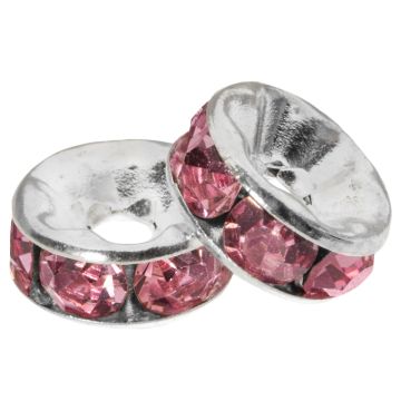 Perles Intercalaires Rondelles Strass (8 x 4 mm) Pink (10 pièces)