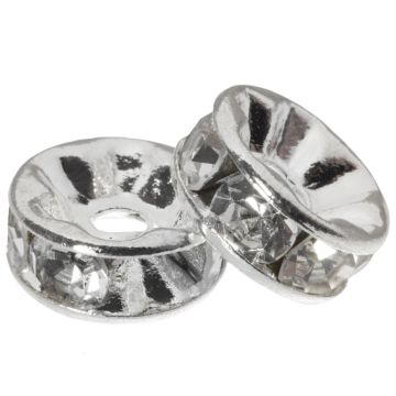 Perles Intercalaires Rondelles Strass (8 x 4 mm) Clear Crystal (10 pièces)