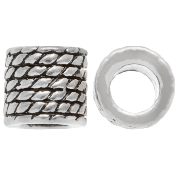 Perles en Métal Grand Trou (9 x 8 mm) Argent Antique (5 pièces)