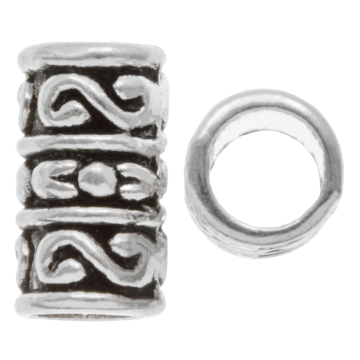 Perles en Métal Grand Trou (13 x 6.5 mm) Argent Antique (10 pièces)