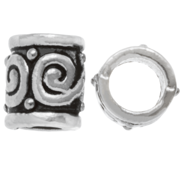 Perles en Métal Grand Trou (9 x 5 mm) Argent Antique (25 pièces)