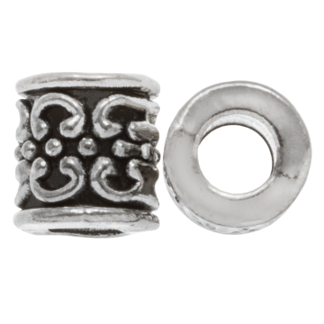 Perles en Métal Grand Trou (10 x 9 mm) Argent Antique (10 pièces)