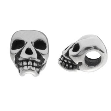 Perles Acier Inoxydable Grand Trou (13 x 8 x 8.5 mm) Argent Antique (1 pièce)