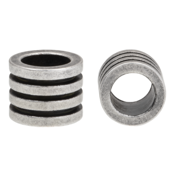 Perles Acier Inoxydable Grand Trou (10 x 8 mm) Argent Antique (1 pièce)