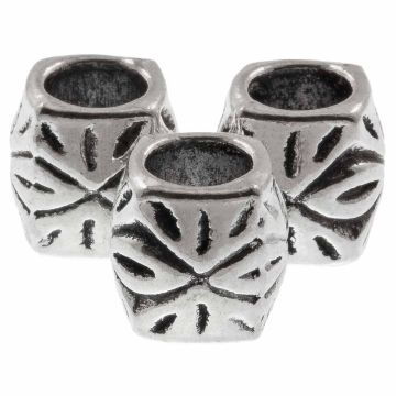 Perles en Métal Grand Trou (8 x 8 mm) Argent Antique (25 pièces)