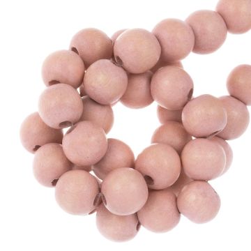 Perles en Bois Look Vintage (12 mm) Misty Rose (70 pièces)