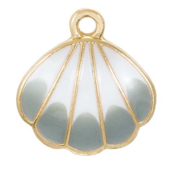 Breloque Émaillée Coquillage (18 x 17 x 3 mm) Grey (5 pièces)